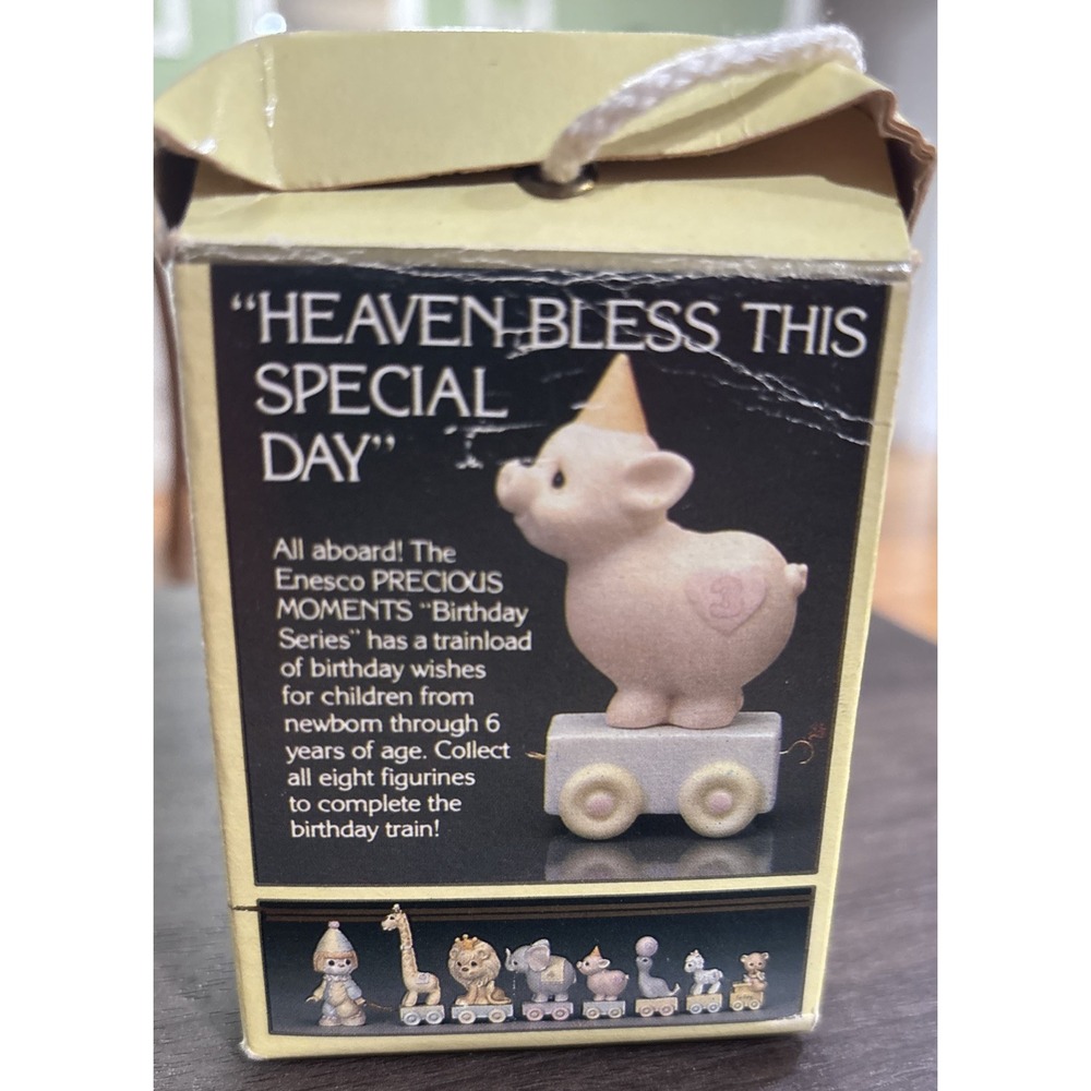 Vintage 1985 The Enesco Precious Moments Birthday Train Series # 3 Pig 15954